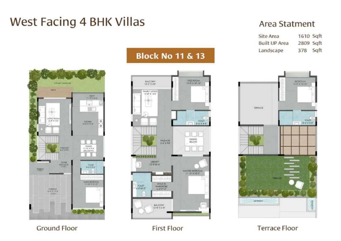 Gravity Smera Gardens Block 11 and 13 West 2,895 sq.ft. 4 BHK villa floor plan Gravity Smera Gardens Block 11 and 13 West 2,895 sq.ft. 4 BHK villa floor plan
