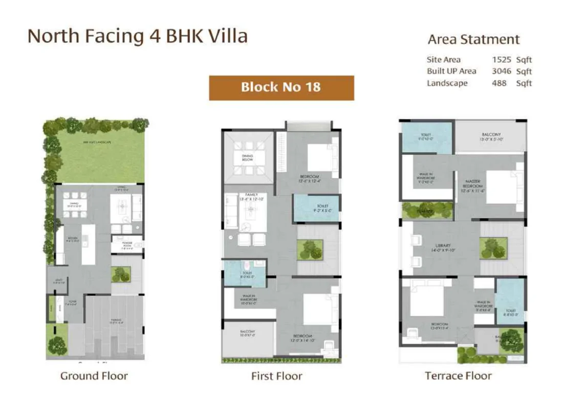 Gravity Smera Gardens Block 18 North 3,186 sq.ft. 4 BHK villa floor plan Gravity Smera Gardens Block 18 North 3,186 sq.ft. 4 BHK villa floor plan